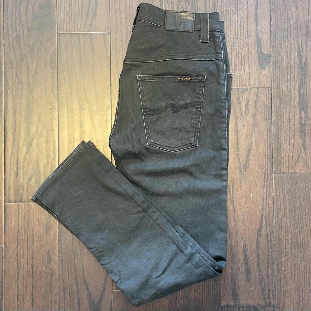 Italy Made Nudie Jeans, Black Thin Fit